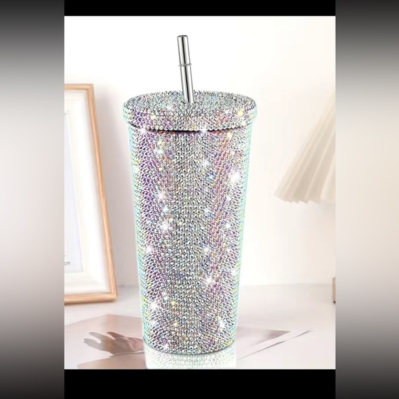 Other - COPY - SPARKLING STUDDED TUMBLER WITH LID AND STRAW, 16 oz STAINLESS STEEL SILV…